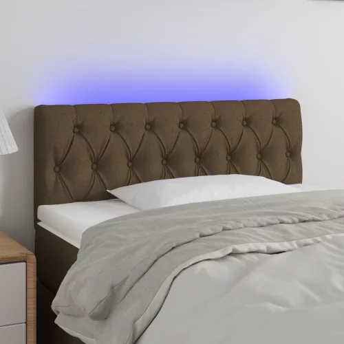 vidaXL sötétbarna szövet LED-es fejtámla 90 x 7 x 78/88 cm