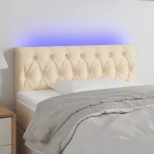   vidaXL krémszínű szövet LED-es fejtámla 100 x 7 x 78/88 cm