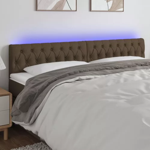 vidaXL sötétbarna szövet LED-es fejtámla 200x7x78/88 cm