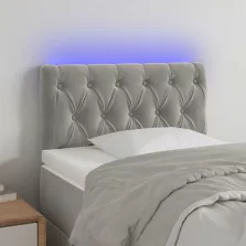   vidaXL világosszürke bársony LED-es fejtámla 80x7x78/88 cm