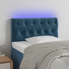   vidaXL sötétkék bársony LED-es fejtámla 80 x 7 x 78/88 cm