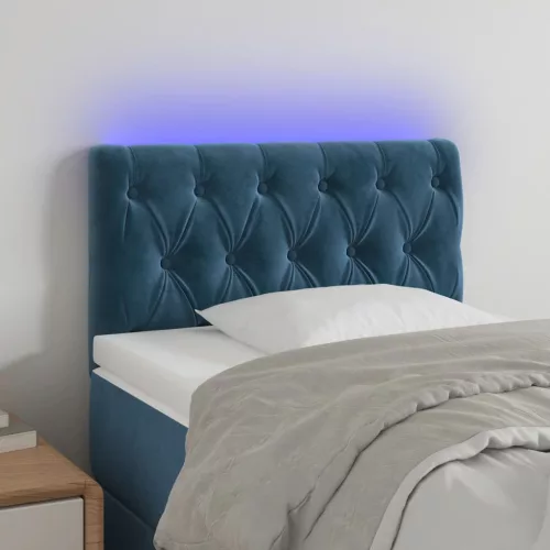 vidaXL sötétkék bársony LED-es fejtámla 80 x 7 x 78/88 cm
