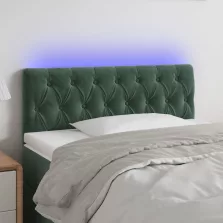   vidaXL sötétzöld bársony LED-es fejtámla 90 x 7 x 78/88 cm