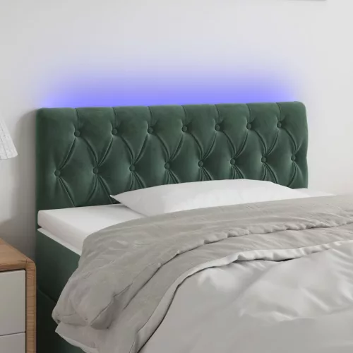 vidaXL sötétzöld bársony LED-es fejtámla 90 x 7 x 78/88 cm