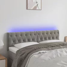   vidaXL világosszürke bársony LED-es fejtámla 144 x 7 x 78/88 cm