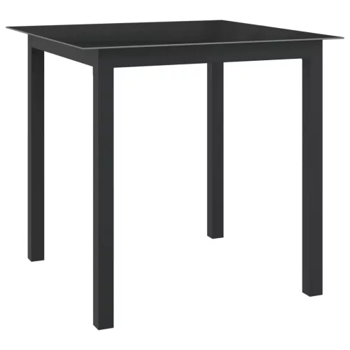 vidaXL fekete alumínium és üveg kerti asztal 80 x 80 x 74 cm