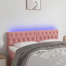   vidaXL rózsaszín bársony LED-es fejtámla 144 x 7 x 78/88 cm