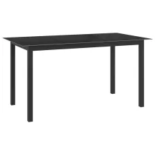   vidaXL black alumínium és üveg kerti asztal 150 x 90 x 74 cm