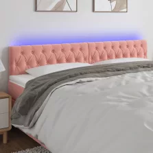   vidaXL rózsaszín bársony LED-es fejtámla 180 x 7 x 78/88 cm