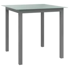   vidaXL világosszürke alumínium és üveg kerti asztal 80 x 80 x 74 cm