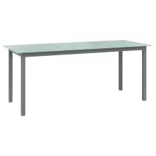   vidaXL világosszürke alumínium és üveg kerti asztal 190 x 90 x 74 cm