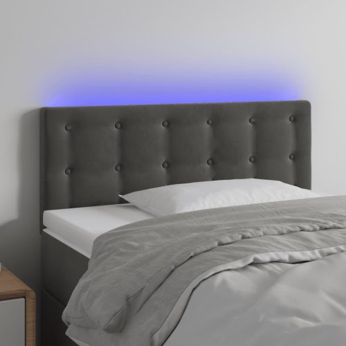 vidaXL sötétszürke bársony LED-es fejtámla 90x5x78/88 cm