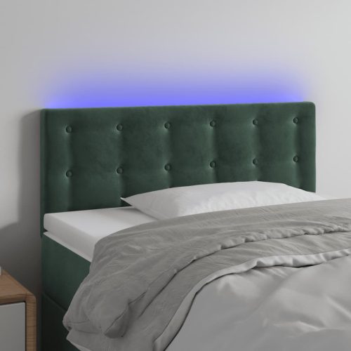 vidaXL sötétzöld bársony LED-es fejtámla 100x5x78/88 cm