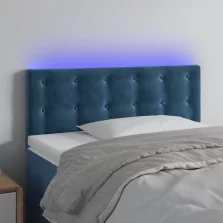 vidaXL sötétkék bársony LED-es fejtámla 100x5x78/88 cm