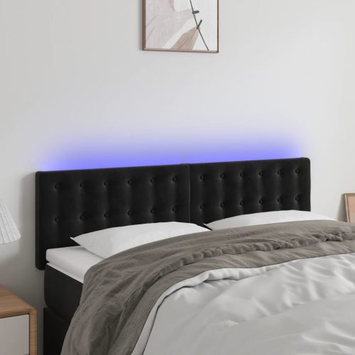 vidaXL fekete bársony LED-es fejtámla 144x5x78/88 cm