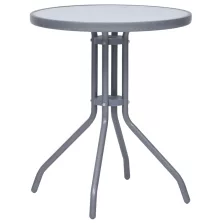 vidaXL világosszürke acél és üveg kerti asztal 60 cm