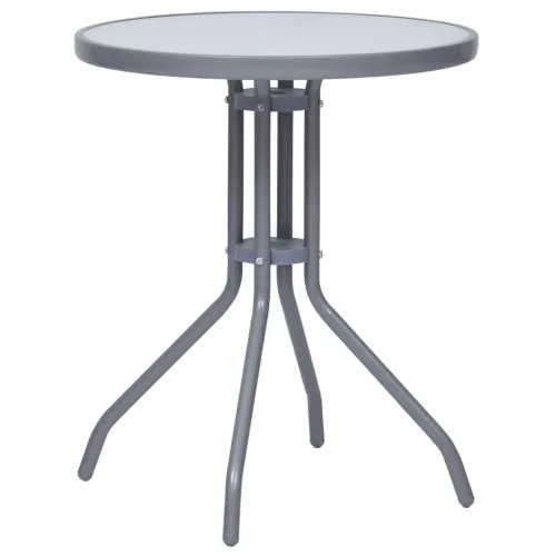 vidaXL világosszürke acél és üveg kerti asztal 60 cm