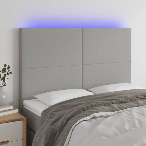 vidaXL világosszürke szövet LED-es fejtámla 144x5x118/128 cm