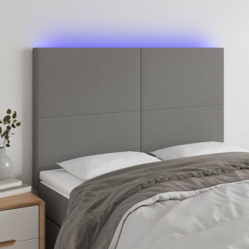 vidaXL sötétszürke szövet LED-es fejtámla 144x5x118/128 cm