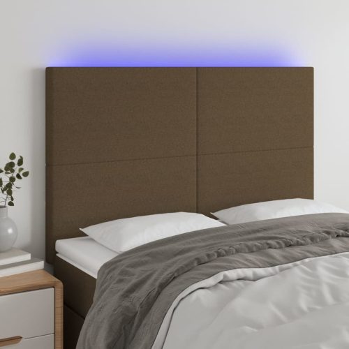 vidaXL sötétbarna szövet LED-es fejtámla 144x5x118/128 cm