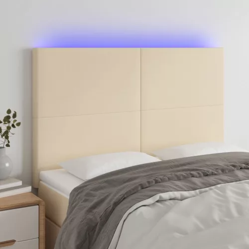 vidaXL krémszínű szövet LED-es fejtámla 144x5x118/128 cm