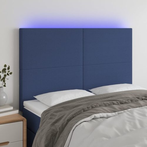 vidaXL kék szövet LED-es fejtámla 144x5x118/128 cm