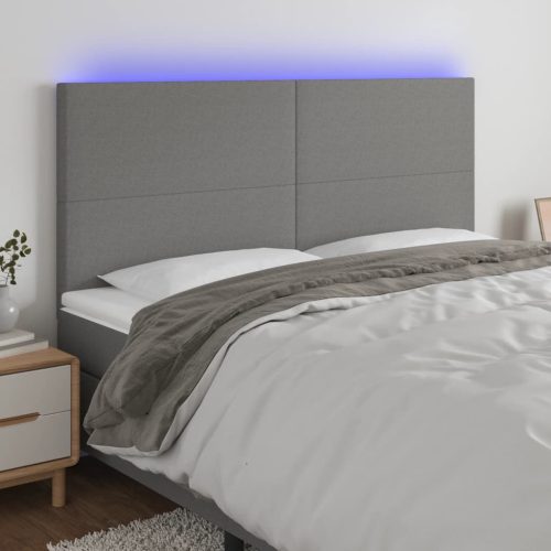 vidaXL sötétszürke szövet LED-es fejtámla 200x5x118/128 cm