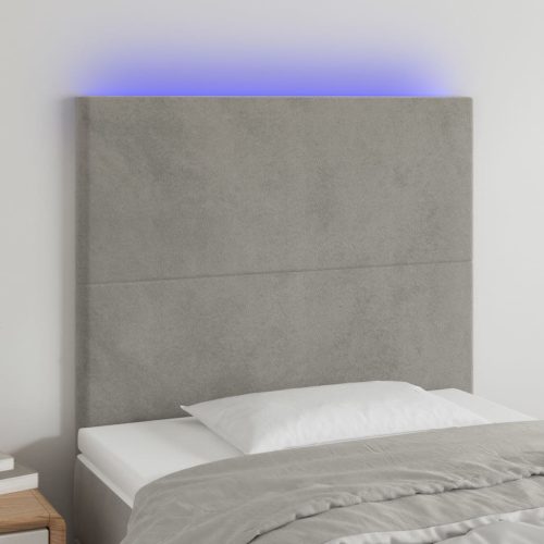 vidaXL világosszürke bársony LED-es fejtámla 80x5x118/128 cm