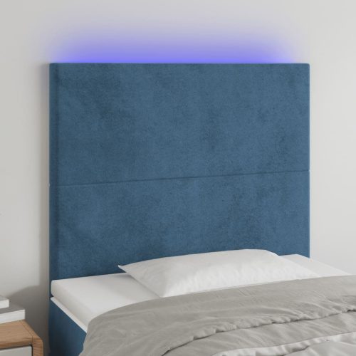 vidaXL sötétkék bársony LED-es fejtámla 80x5x118/128 cm