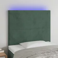   vidaXL sötétzöld bársony LED-es fejtámla 90x5x118/128 cm