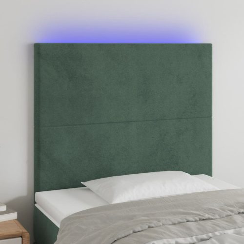 vidaXL sötétzöld bársony LED-es fejtámla 90x5x118/128 cm