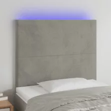   vidaXL világosszürke bársony LED-es fejtámla 100x5x118/128 cm