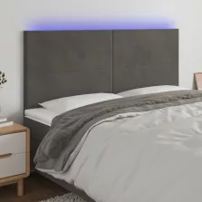   vidaXL sötétszürke bársony LED-es fejtámla 160x5x118/128 cm