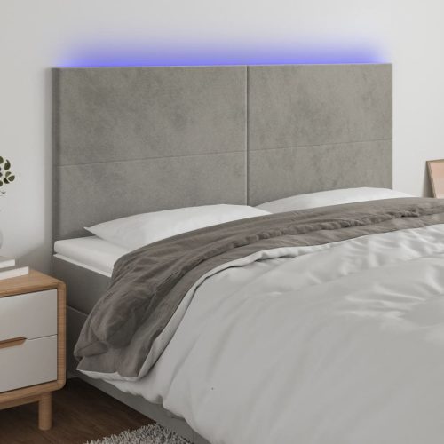 vidaXL világosszürke bársony LED-es fejtámla 180x5x118/128 cm