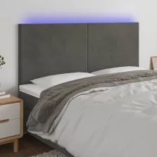   vidaXL sötétszürke bársony LED-es fejtámla 180x5x118/128 cm