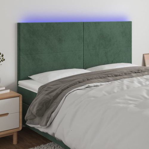 vidaXL sötétzöld bársony LED-es fejtámla 180x5x118/128 cm