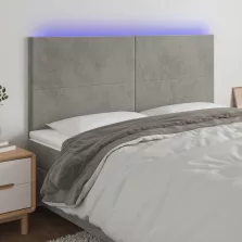   vidaXL világosszürke bársony LED-es fejtámla 200x5x118/128 cm