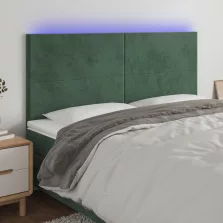   vidaXL sötétzöld bársony LED-es fejtámla 200x5x118/128 cm