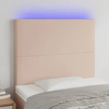 vidaXL cappuccino műbőr LED-es fejtámla 90x5x118/128 cm