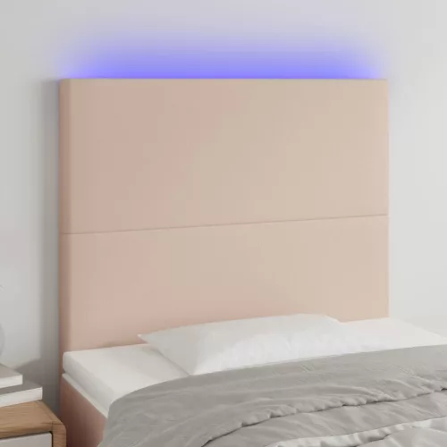 vidaXL cappuccino műbőr LED-es fejtámla 90x5x118/128 cm