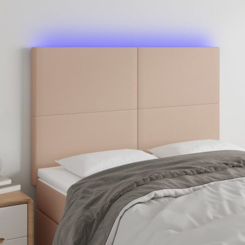 vidaXL cappuccino műbőr LED-es fejtámla 144x5x118/128 cm