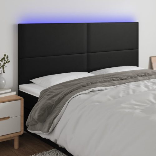 vidaXL fekete műbőr LED-es fejtámla 160x5x118/128 cm