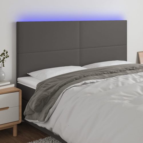 vidaXL szürke műbőr LED-es fejtámla 160x5x118/128 cm