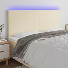   vidaXL krémszínű műbőr LED-es fejtámla 180x5x118/128 cm