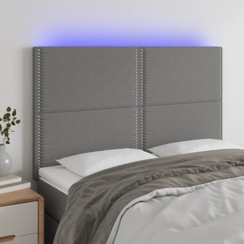 vidaXL sötétszürke szövet LED-es fejtámla 144x5x118/128 cm