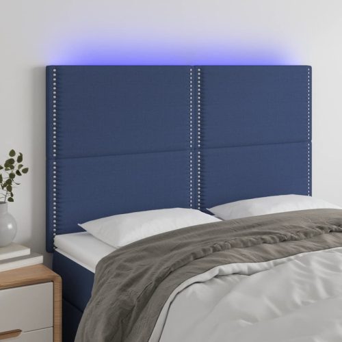 vidaXL kék szövet LED-es fejtámla 144x5x118/128 cm