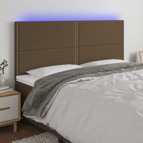 vidaXL sötétbarna szövet LED-es fejtámla 160x5x118/128 cm