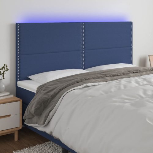 vidaXL kék szövet LED-es fejtámla 160x5x118/128 cm