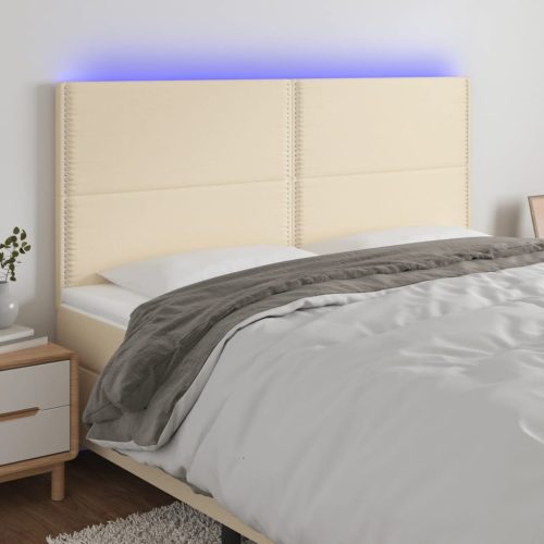 vidaXL krémszínű szövet LED-es fejtámla 180x5x118/128 cm