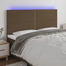   vidaXL sötétbarna szövet LED-es fejtámla 200x5x118/128 cm